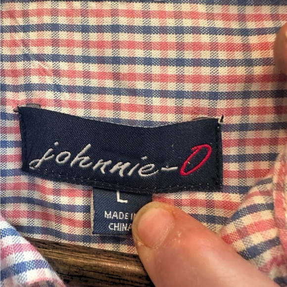 Johnnie O Men's Plaid Check Button Down Long Sleeve Shirt Size L Raspberry Blue - Picture 3 of 7